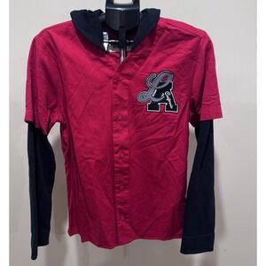 Hollister Baseball Jersey Red Black Style Hoodie‎ Sweatshirt LA Men's Size Small